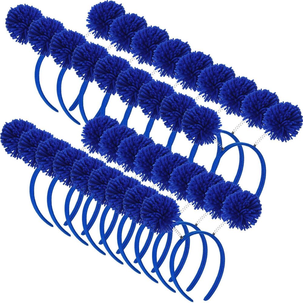 1894 Blue 18 Pcs Pom Pom Headband Head Bopper Wrapped Headband Birthday